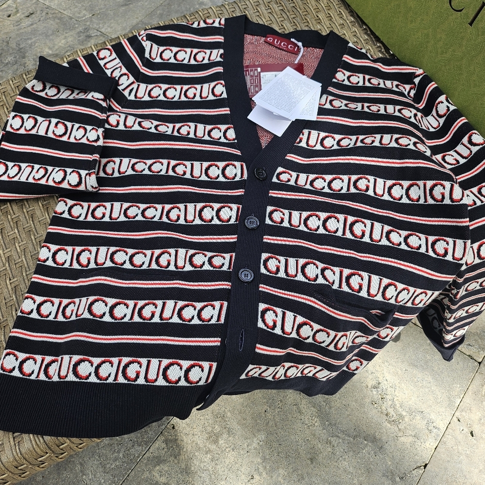 Gucci Black and Red Logo Cardigan - Picture 8 of 14